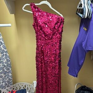 One-Shoulder Sequin Dress in Pink